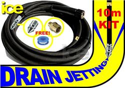 10m Karcher Steam Cleaner Pressure Washer Drain Cleaning Hose Jetting Nozzle & Extension Kit