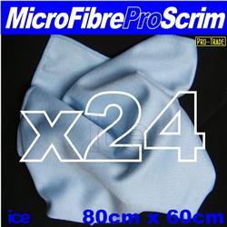 48 x Jumbo 80cm x 60cm Microfibre Window Glass Cleaning Polishing Cloth Scrim - Blue