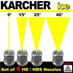 KARCHER HD / HDS Professional Pressure Washer Steam Cleaner Power Nozzle Spray Jets 0 15 25 40 Set